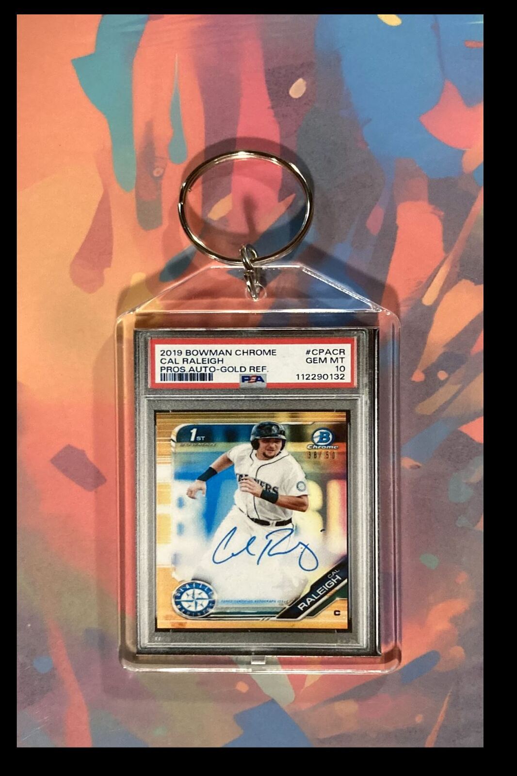 3065 Cal Raleigh 2019 Bowman Chrome Gold Auto Custom Made Keychain