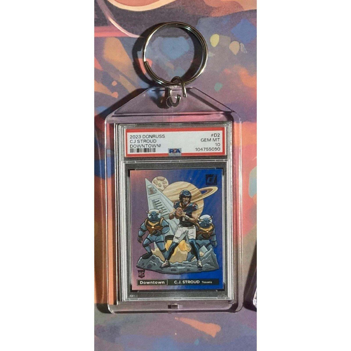 3196 CJ Stroud 2023 Donruss Downtown Custom Hand Made Novelty Keychain-Gift