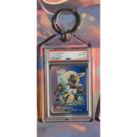 3196 CJ Stroud 2023 Donruss Downtown Custom Hand Made Novelty Keychain-Gift