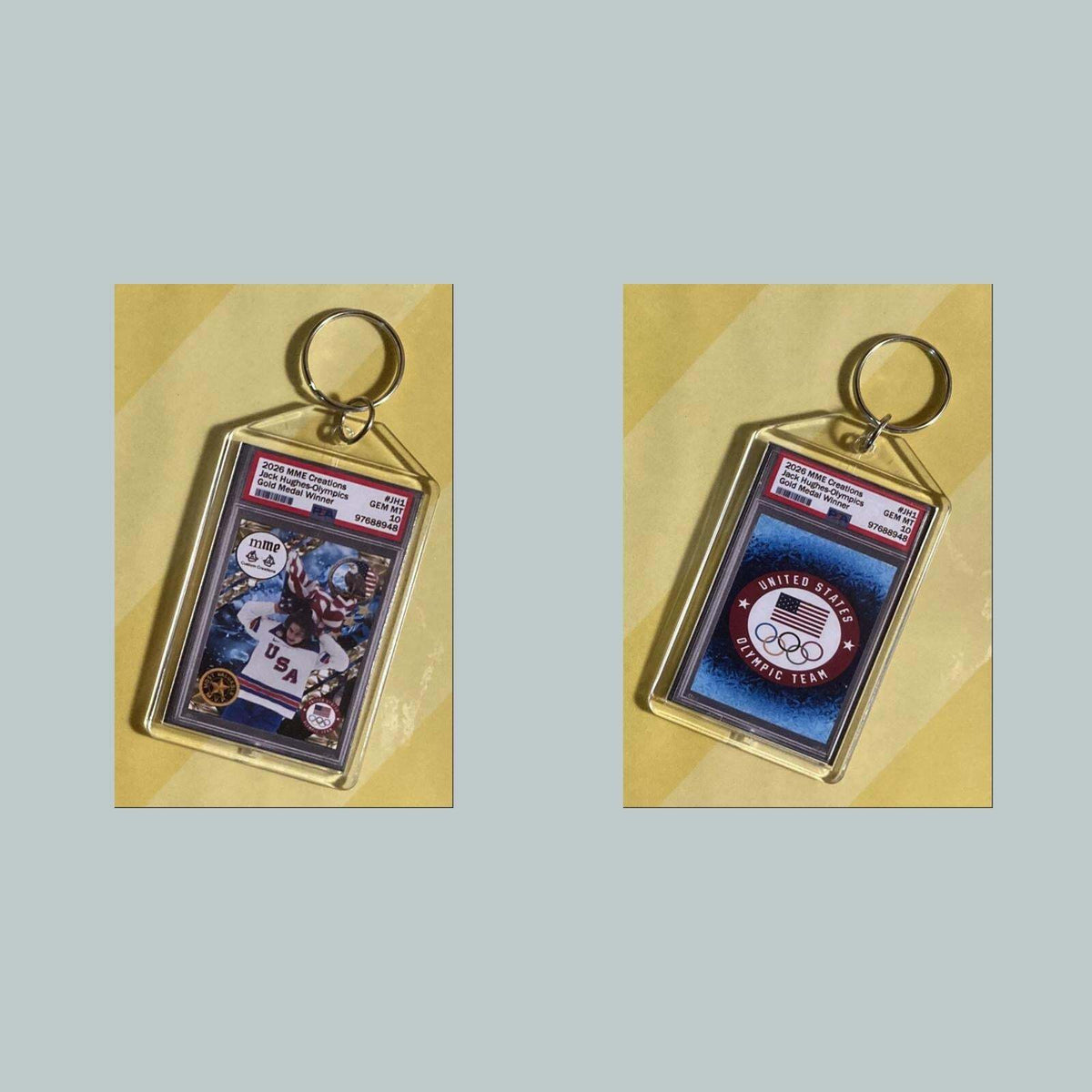 3785 Jack Hughes Gold Mockup 2026 Olympics Custom Hand Made Keychain