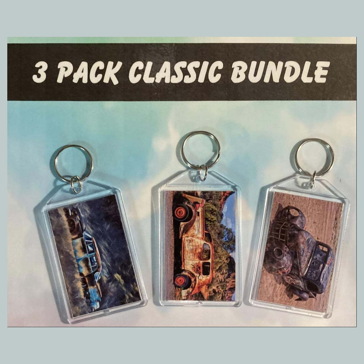 3587B Threefer Bundle Old Rusty Classics  Keychain |Vintage Automobile  Keychain