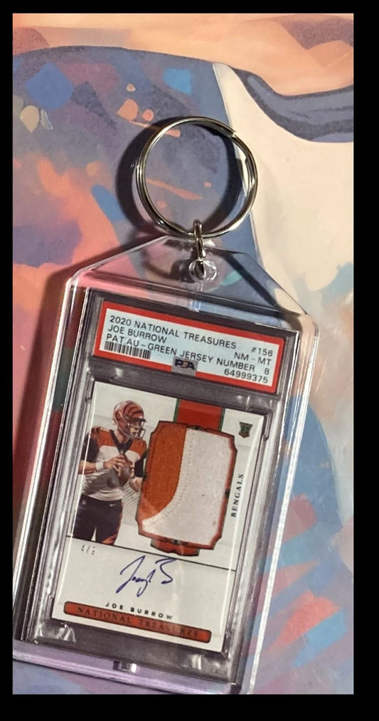 3080 Joe Burrow 2020 Panini Nat Trea Rookie Patch Auto Custom Keychain - Gift