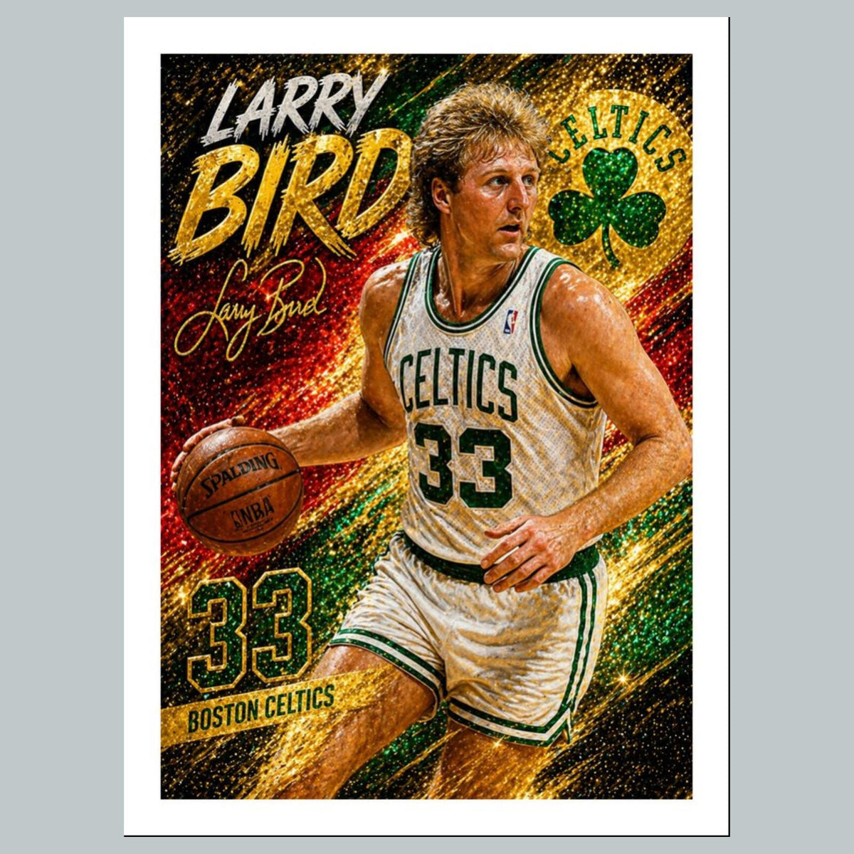2580 Larry Bird 8x10 Custom Art Photo - Fast-Secure Shipping BKL