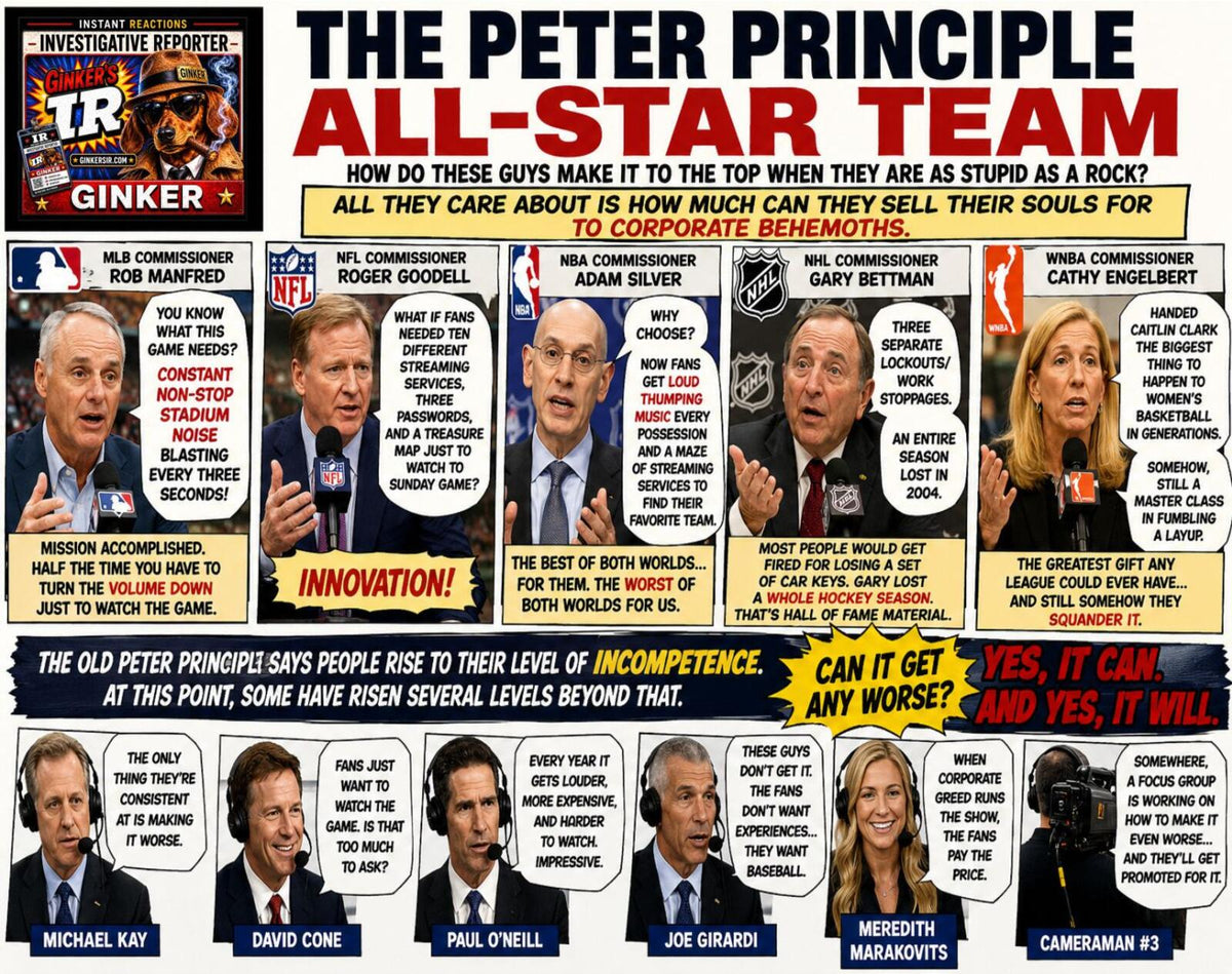 2685 The Peter Principle Morons Ruining Sports Ginker’s Instant Reactions 8X10 Print MS