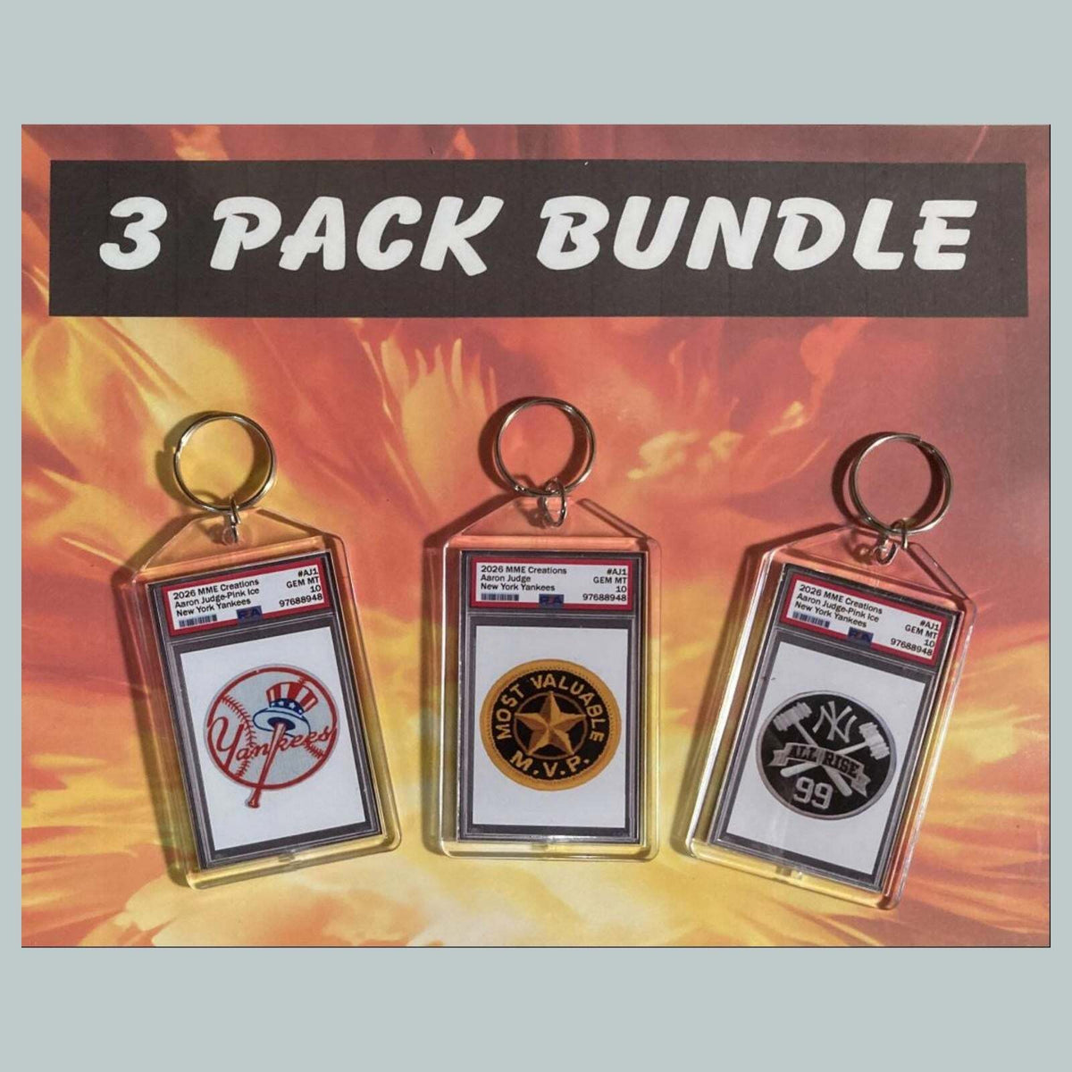 3759B Aaron Judge 3 Pack Bundle Custom Hand Made Keychains