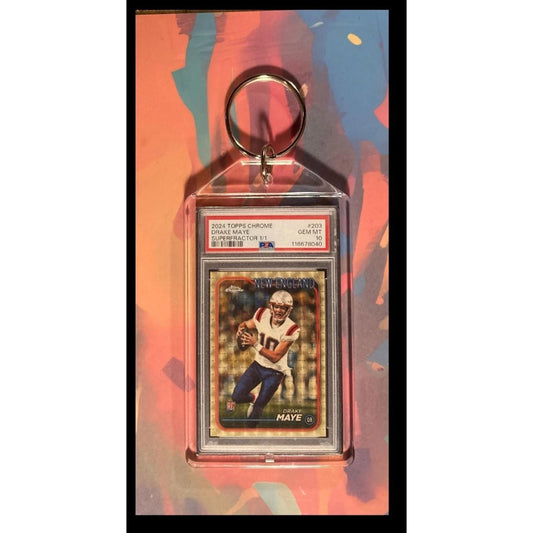 3016 Drake Maye 2024 Topps Chrome Rookie SuperFractor-Custom Keychain-Great Gift