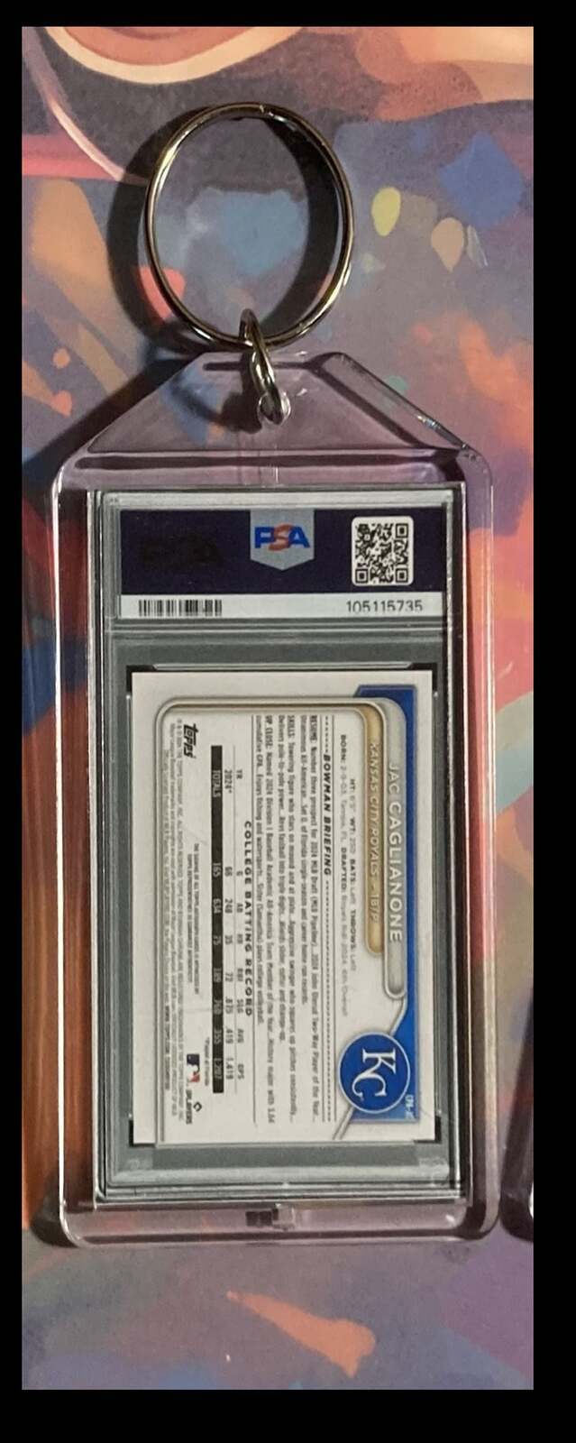 3228 Jac Caglianone 2024 Bowman Draft Chrome Orange Auto  Keychain