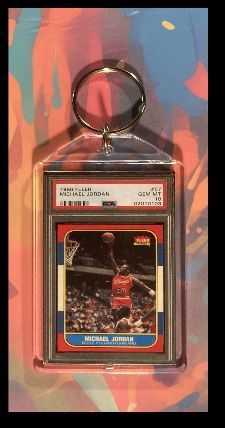 9999 00001P  Michael Jordan 1996 Fleer Rookie  Custom Made Keychain-Great Gift