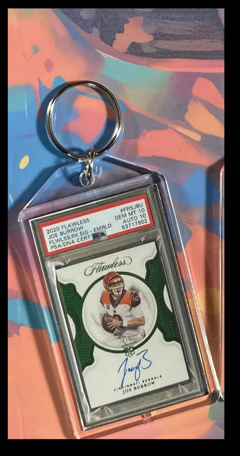 3084 Joe Burrow 2020 Panini Flawless Emerald Rookie Auto Custom Keychain