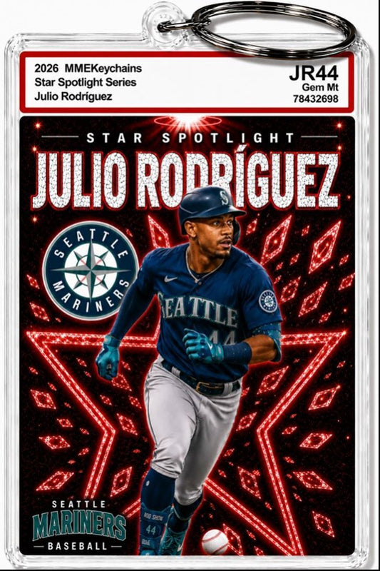 3973 Julio Rodriguez Keychain Red Spotlight Premium Keychain With Nameplate