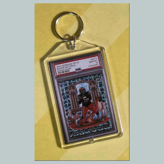 3781 Baker Mayfield 2021 Panini Donruss Optic Downtown Custom Hand Made Keychain