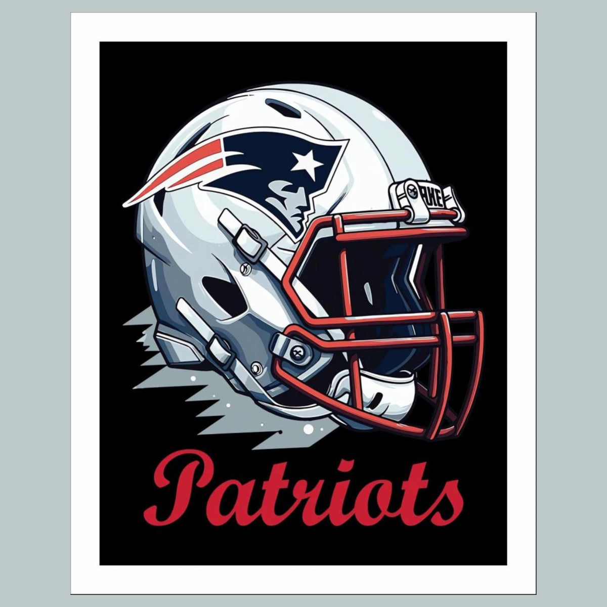 1115 P -8X10 Patriots Helmet 8x10 Glossy Photo - Fast-Secure Shipping