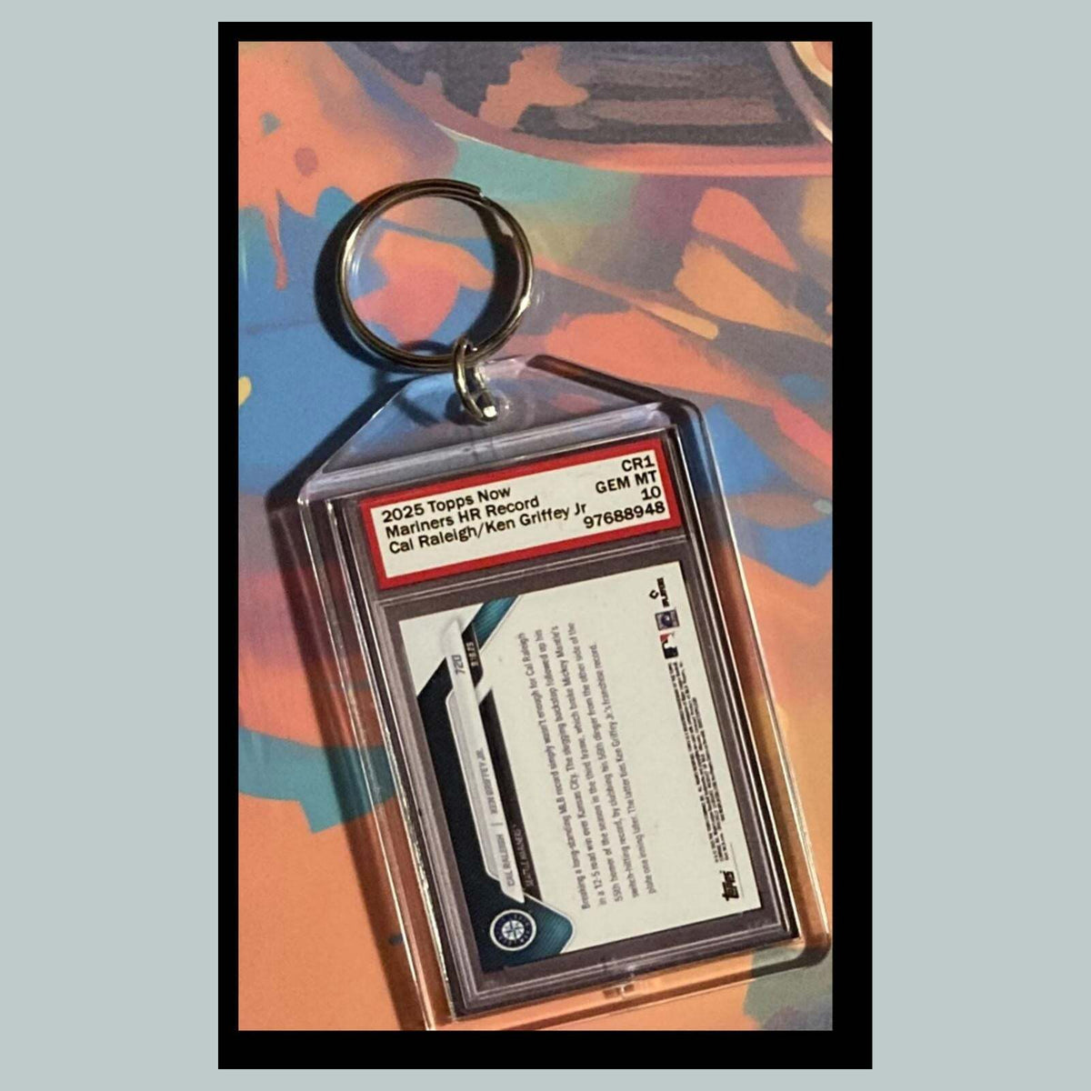 3516 Cal Raleigh-Ken Griffey Jr HR Record 2025 Topps Now Custom Made Keychain