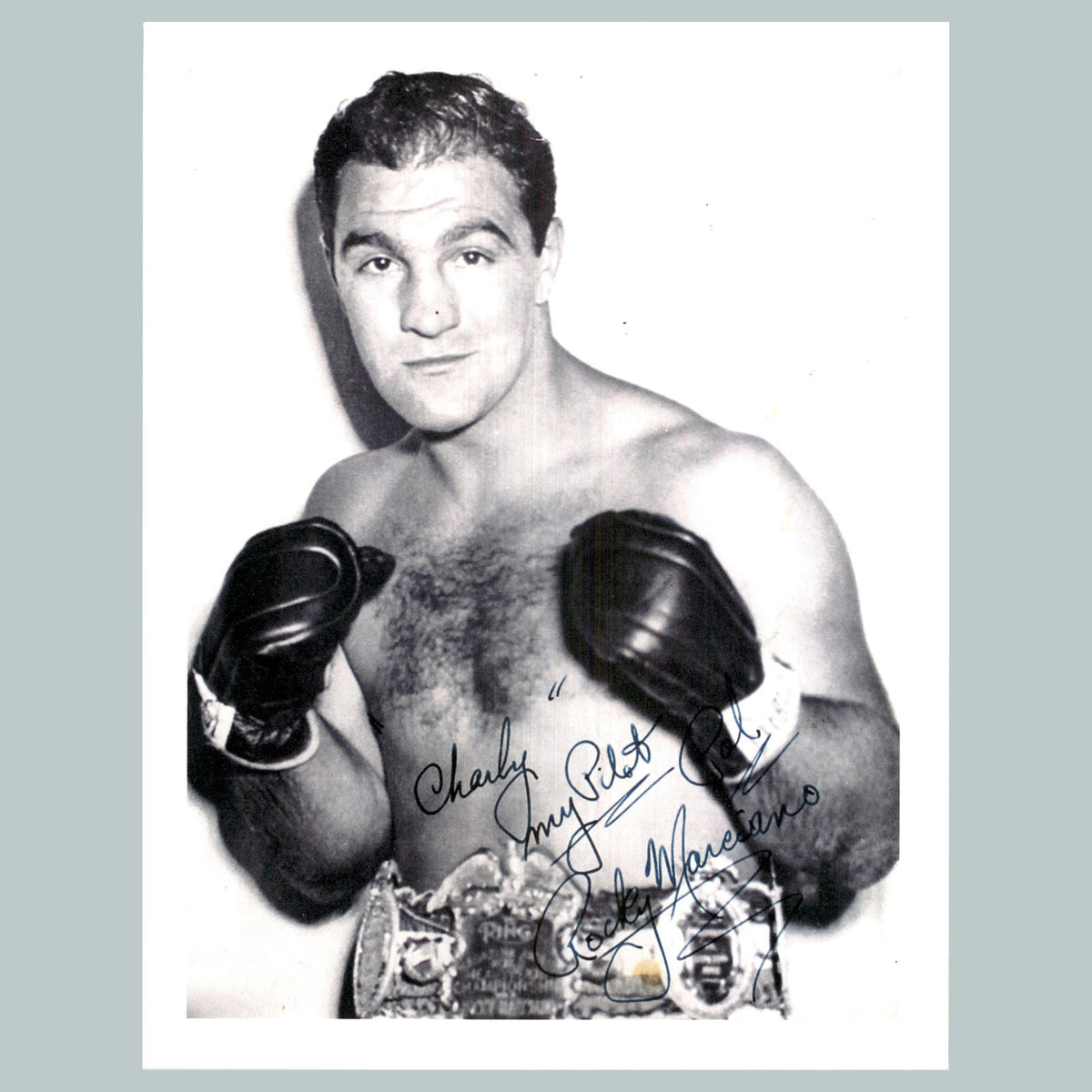 0058 P -8X10 Rocky Marciano Pose-Fac Auto-V Glossy Photo Fast Shipping