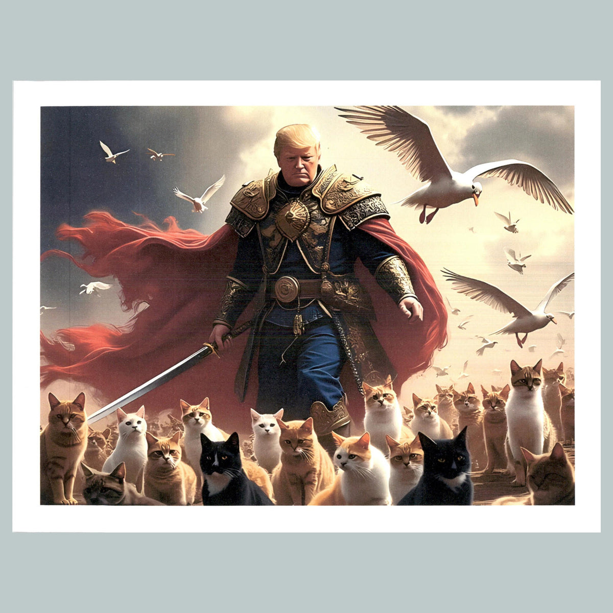 0190 P -8X10 Trump with Cats Viking Glossy Photo Fast-Secure Shipping MS