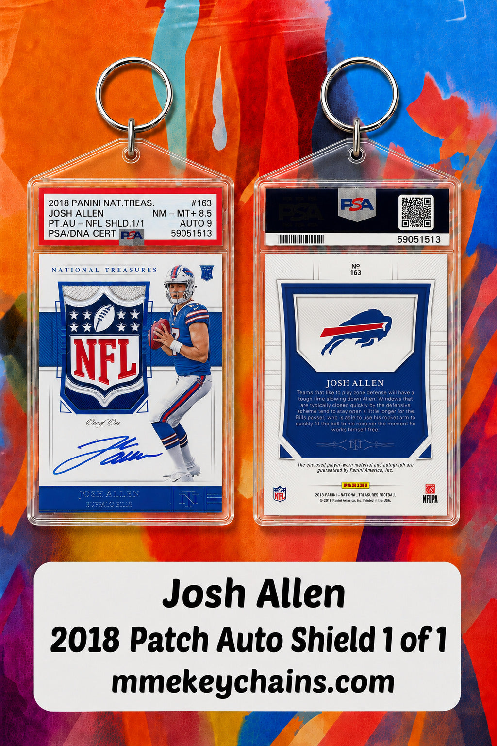 4139 Josh Allen 2018 Patch Auto Shield 1 of 1 Novelty Keychain