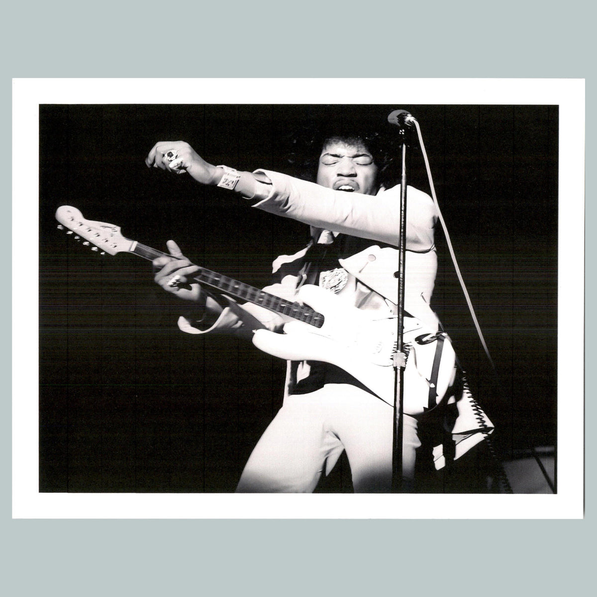 0122 P -8X10 Jimi Hendrix Playing White Outfit Glossy Photo Fast Shipping