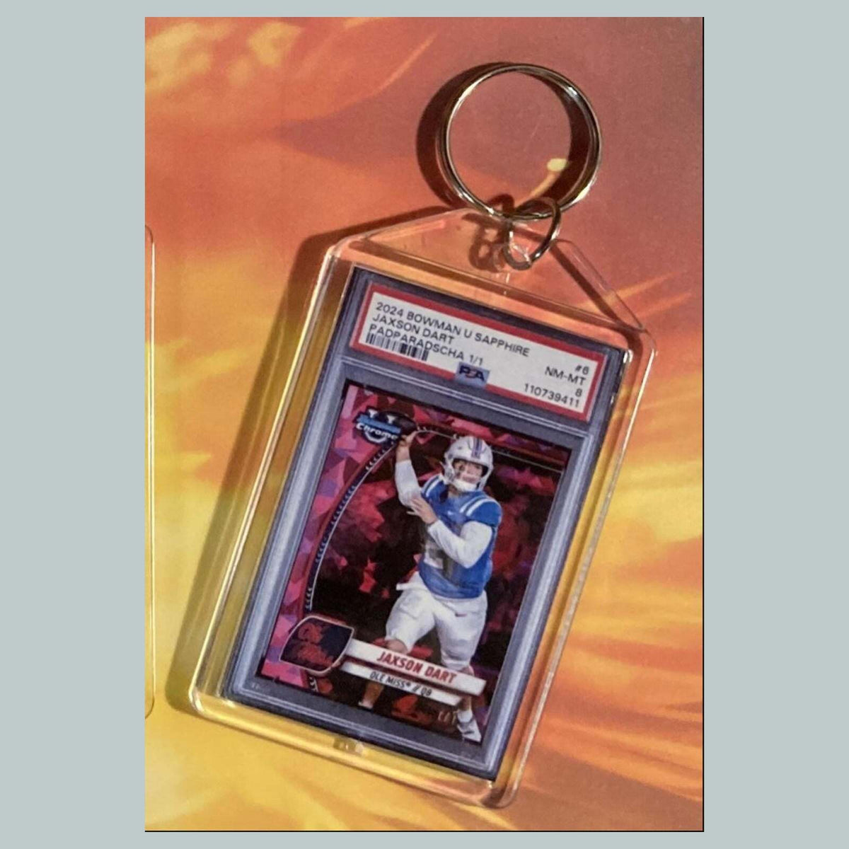 3532 Jaxson Dart 2024 U Sapphire Padparadscha Custom Keychain Great Gift