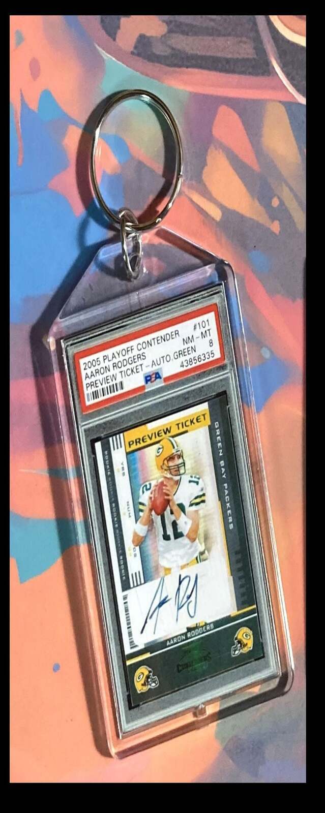 3238 Aaron Rodgers 2005 Playoff Ticket Contender Green Auto Custom Made Keychain