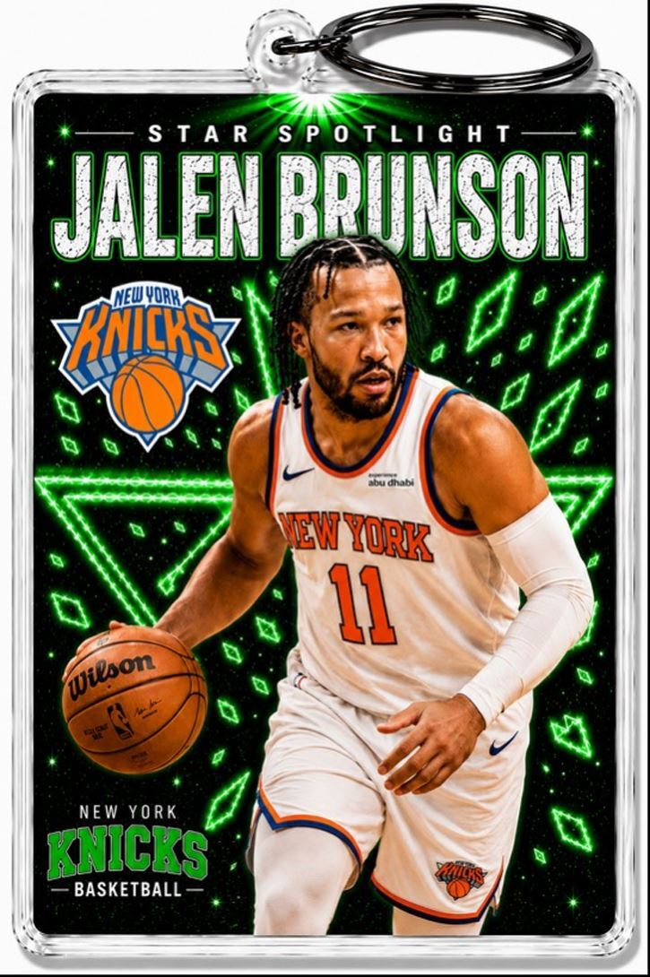 3979 Jalen Brunson Keychain Green Spotlight Premium Keychain No Nameplate