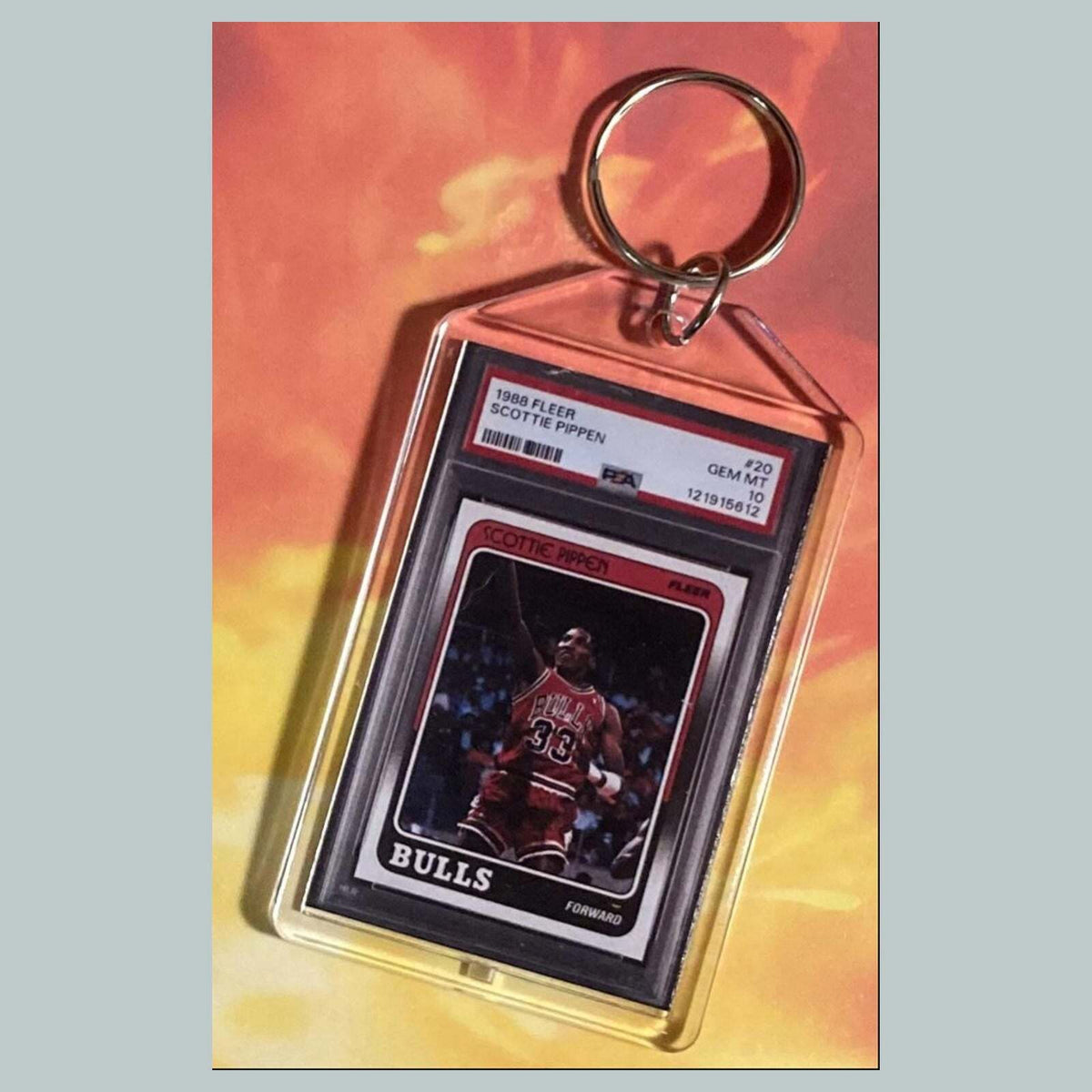 3766 Scottie Pippen 1988 Fleer Rookie Custom Hand Made Keychain