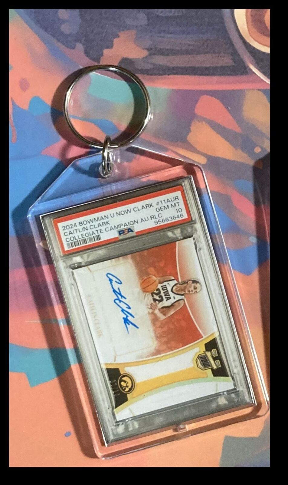 2974 Caitlin Clark 2024 Bowman U Collegiate Campaign Auto Keychain