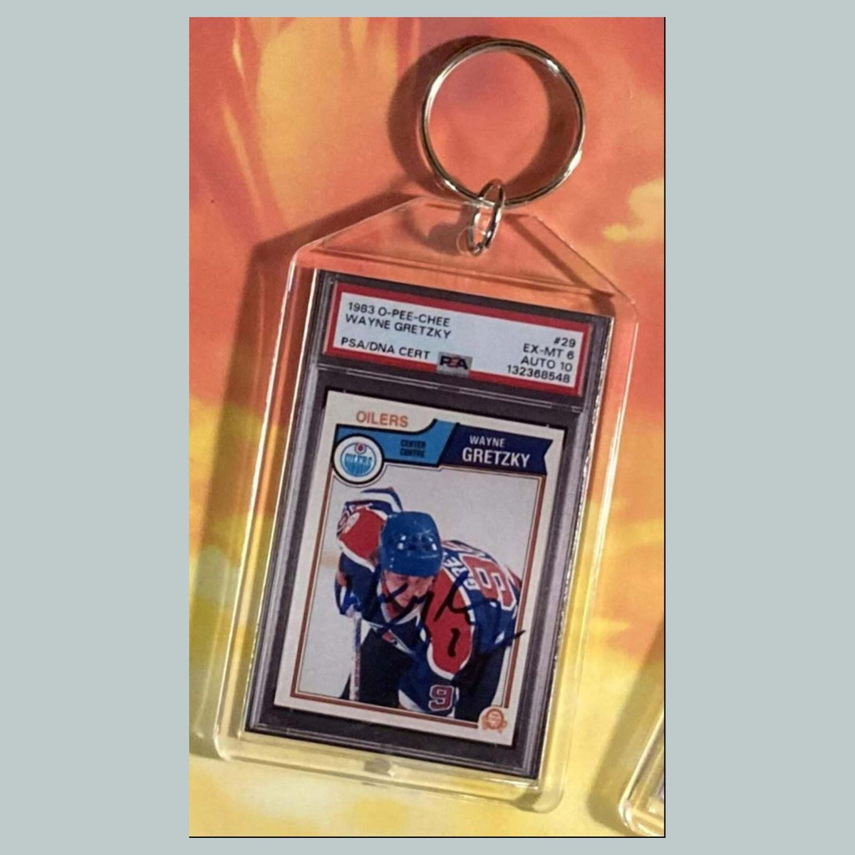 3640 Wayne Gretzky 1983 O-Pee-Chee Auto Custom Hand Made Keychain