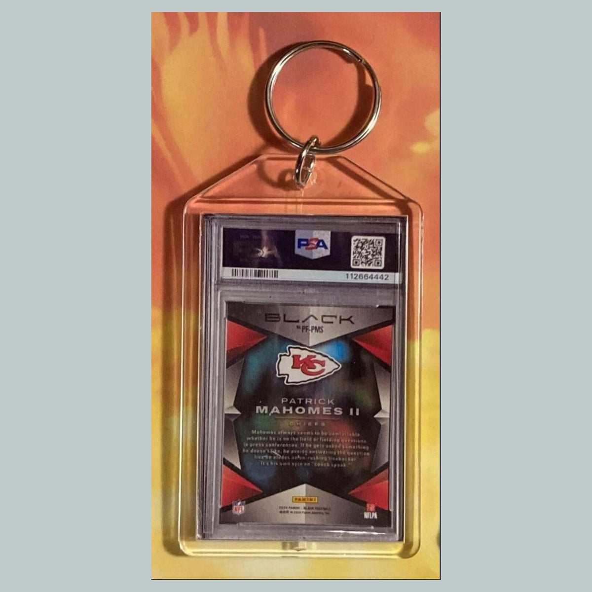 3612 Patrick Mahomes 2024 Panini Prolific Black Custom Keychain