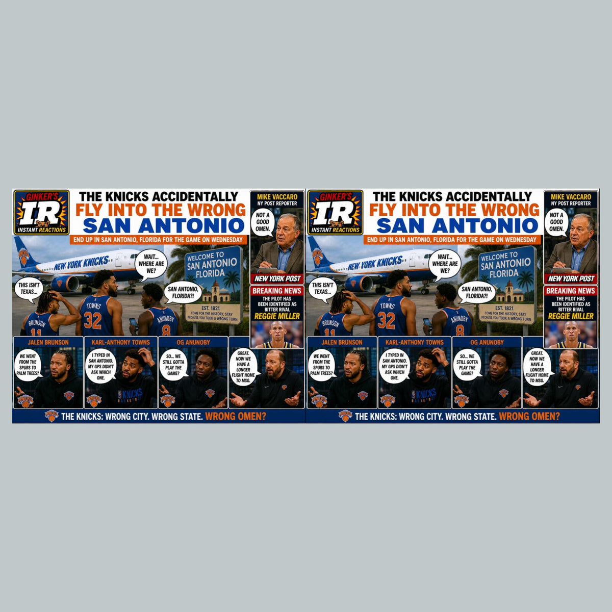 2769 The Knicks Land In Wrong San Antonio Ginker’s Instant Reactions 8X10 Print
