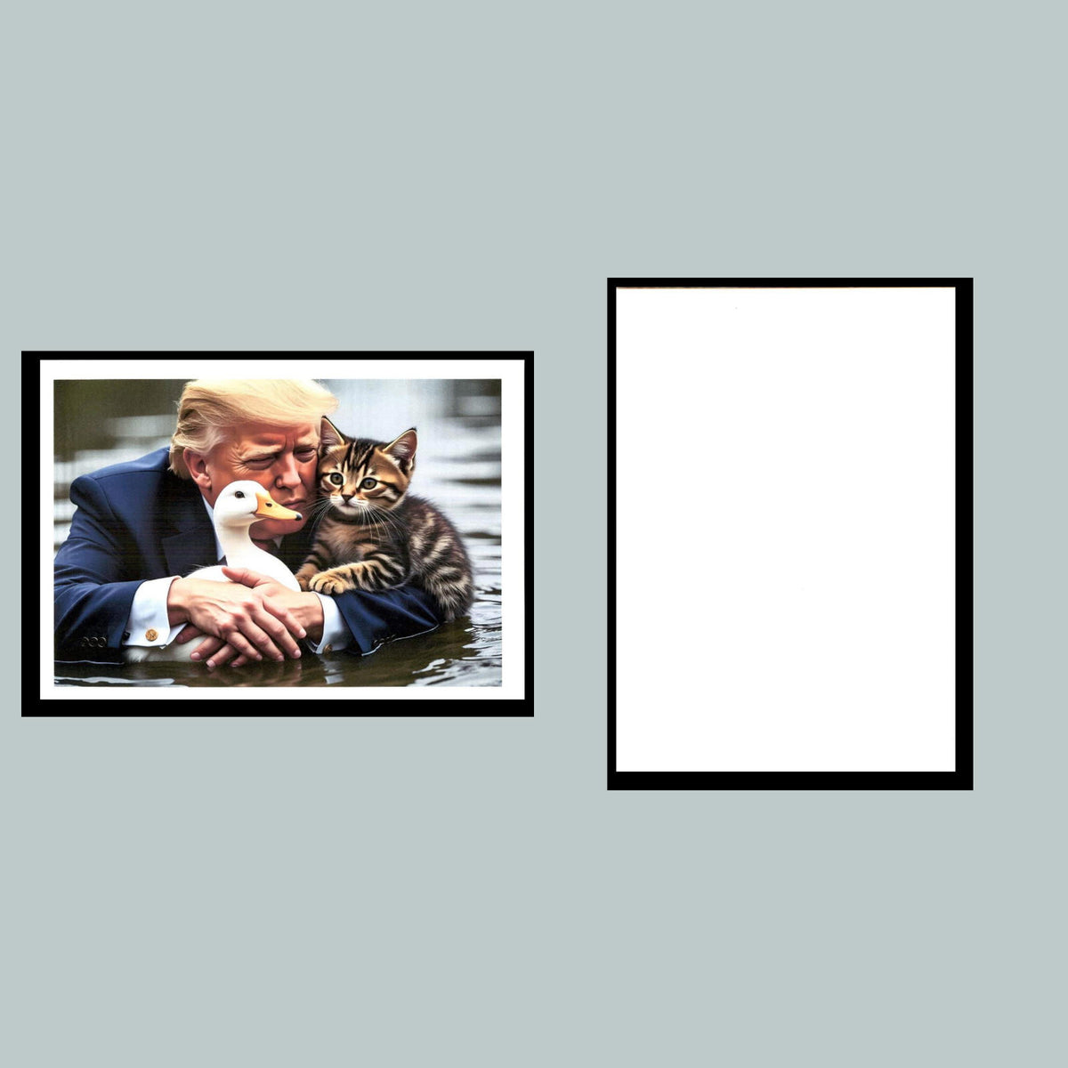0186 P -8X10 Trump with Duck And Cat in Water Glossy Photo Fast Shipping MS