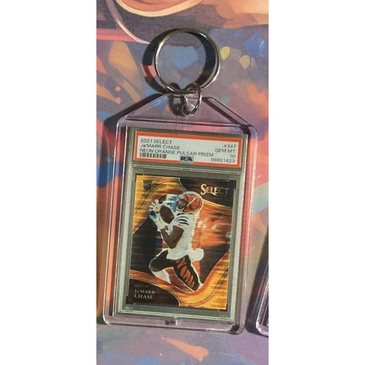 3269 Ja'Marr Chase 2021 Panini Select Neon Orange Pulsar Prizm Novelty Keychain