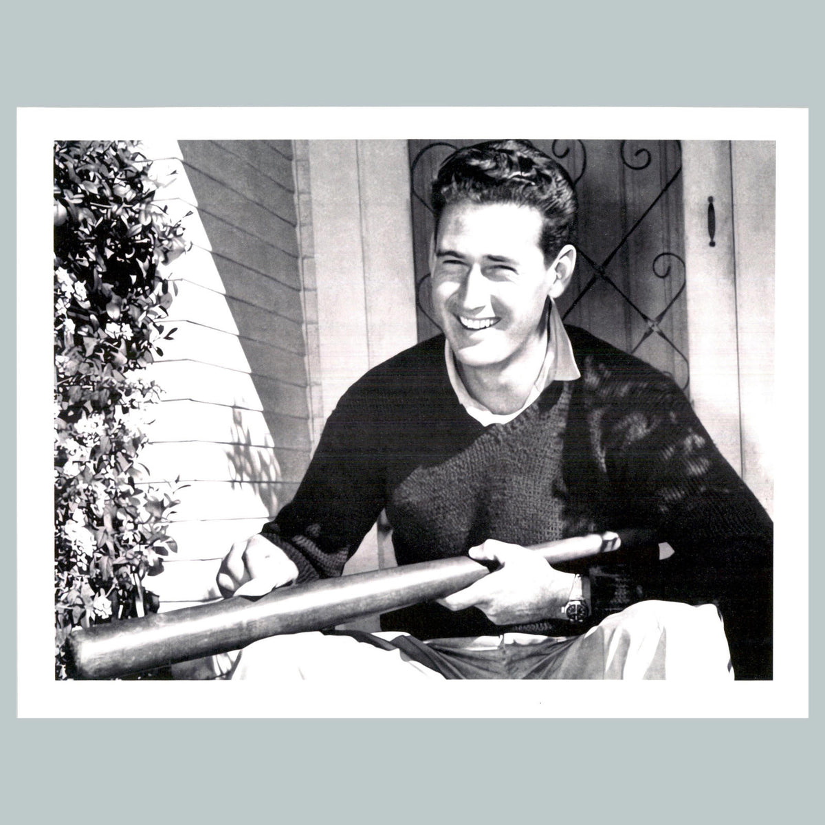 0118 P -8X10 Ted Williams with Bat At House Glossy Photo Fast Shipping BBL