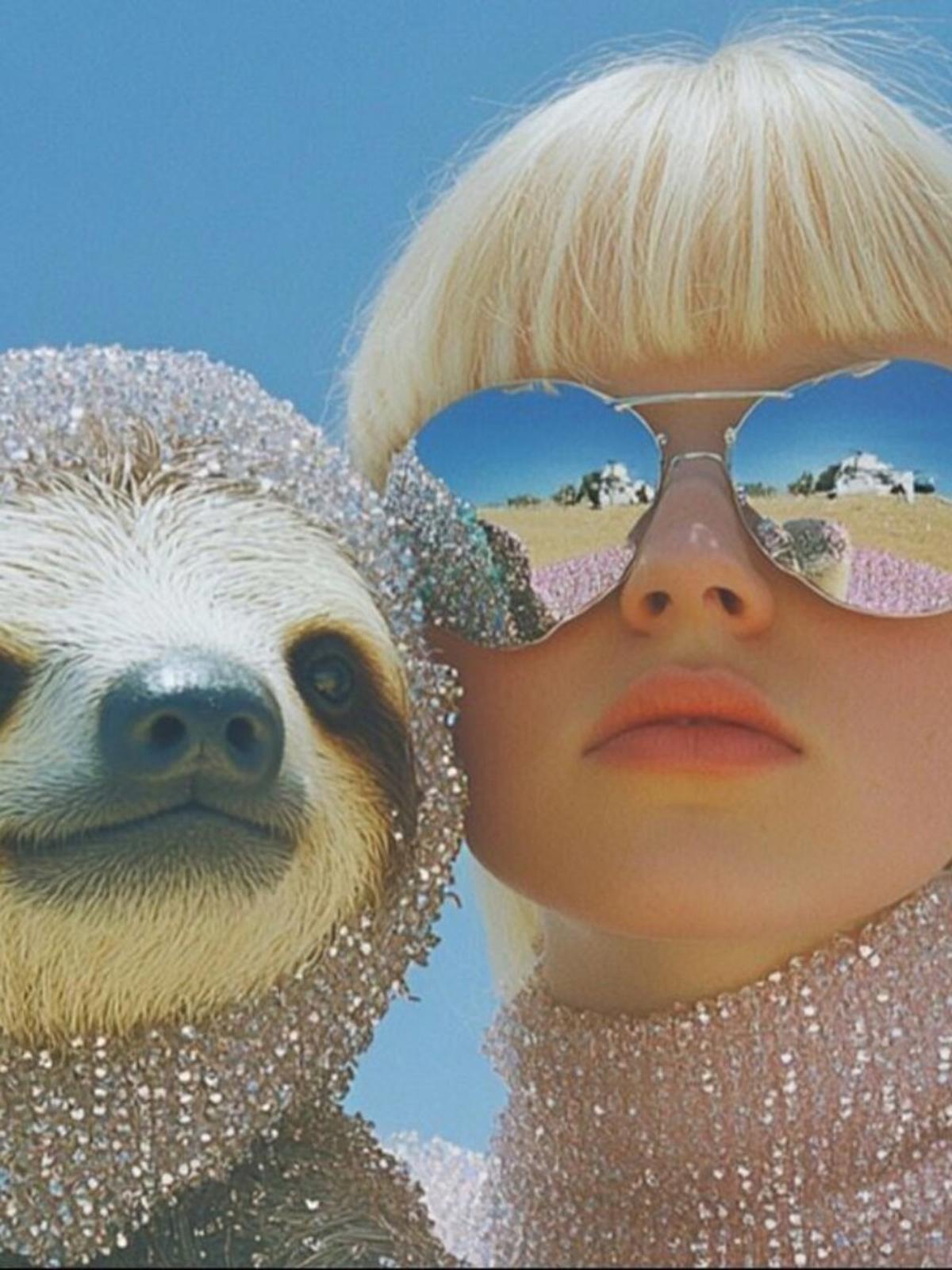 1307 8x10 Glossy Photo Girl and Sloth - Fast-Secure Shipping MS