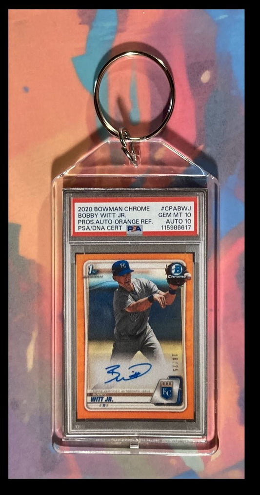 3002 Bobby Witt Jr 2020 Bowman Chrome Orange Rookie Auto Keychain