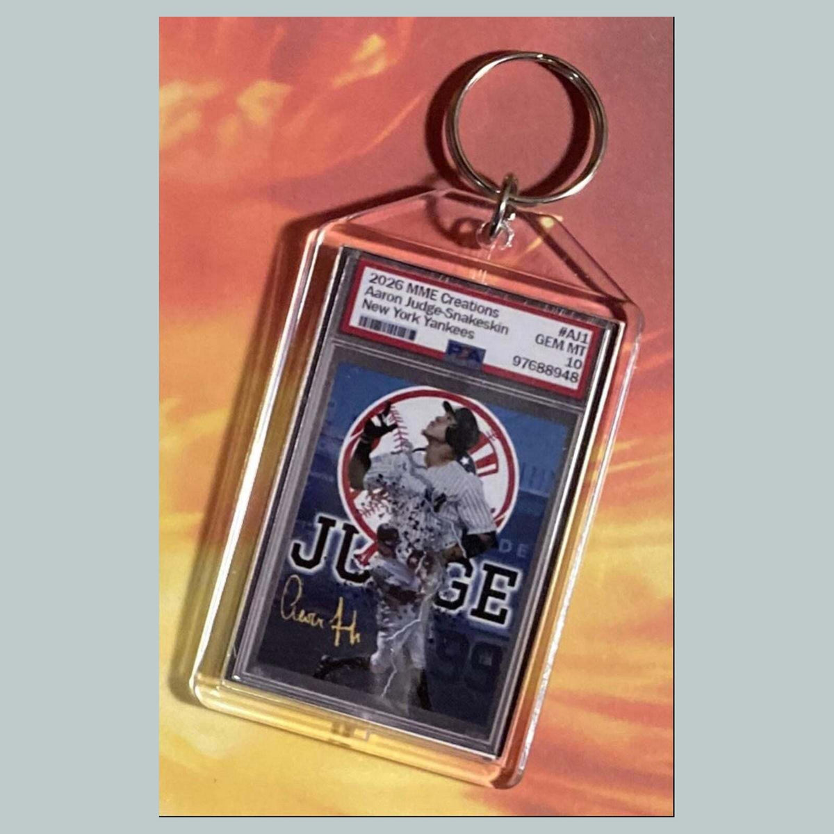 3748 Aaron Judge Gold Ice Snakeskin Mockup Custom Hand Made Novelty Keychain