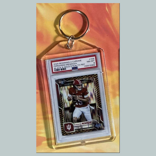 3730 Fernando Mendoza 2025 Bowman U Black & Gold Stealth Custom Made Keychain