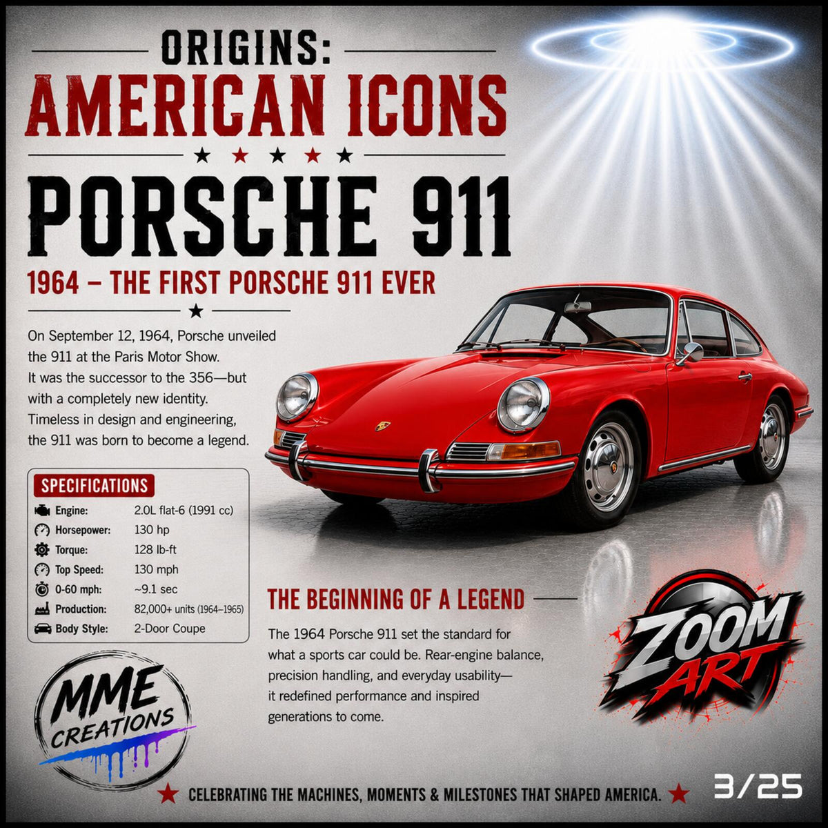 2681 Origins: American Icons  — 1964 Porsche 911 Limited to /25 Giclée Print MS
