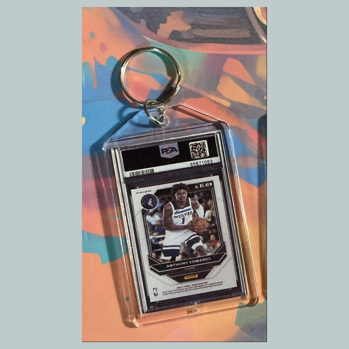3563 Anthony Edwards 2020 Panini Prizm RC Signatures Auto Keychain