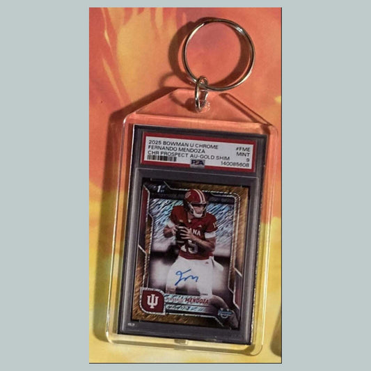 3726 Fernando Mendoza 2025 BowmanU Chrome Gold Shimmer Auto Custom Made Keychain