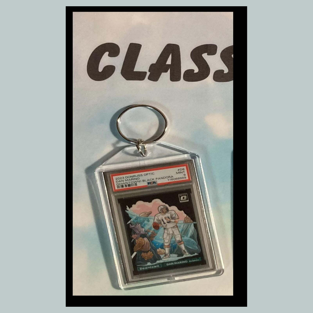 3511 Dan Marino 2023 Panini Donruss Downtown Black Pandora Custom Made Keychain