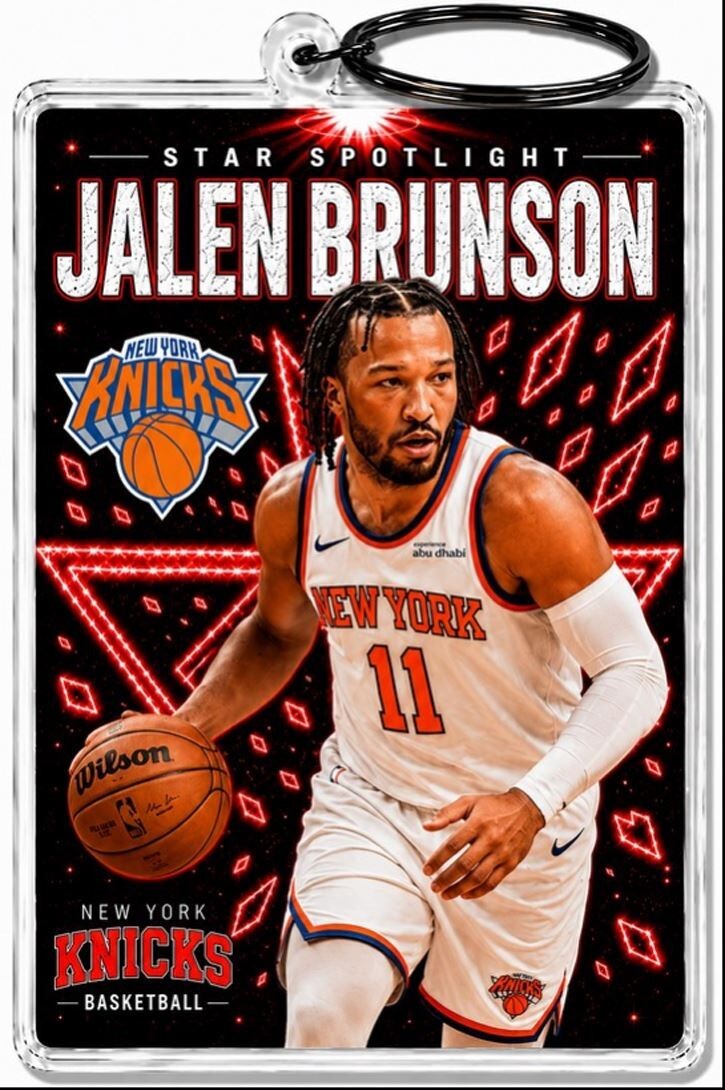 3977 Jalen Brunson Keychain Red Spotlight Premium Keychain No Nameplate