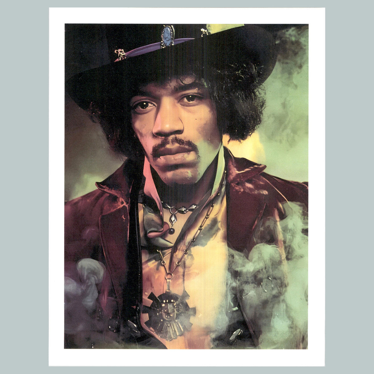0114 P -8X10 Jimi Hendrix Portrait W-Smoke Glossy Photo Fast Shipping