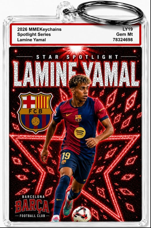 3985 Lamine Yamal Keychain Red Spotlight Premium Keychain With Nameplate