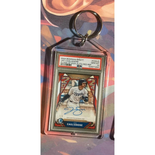 3202 Jac Caglianone 2024 Bowman Draft Class of 2024 Red Auto Novelty Keychain
