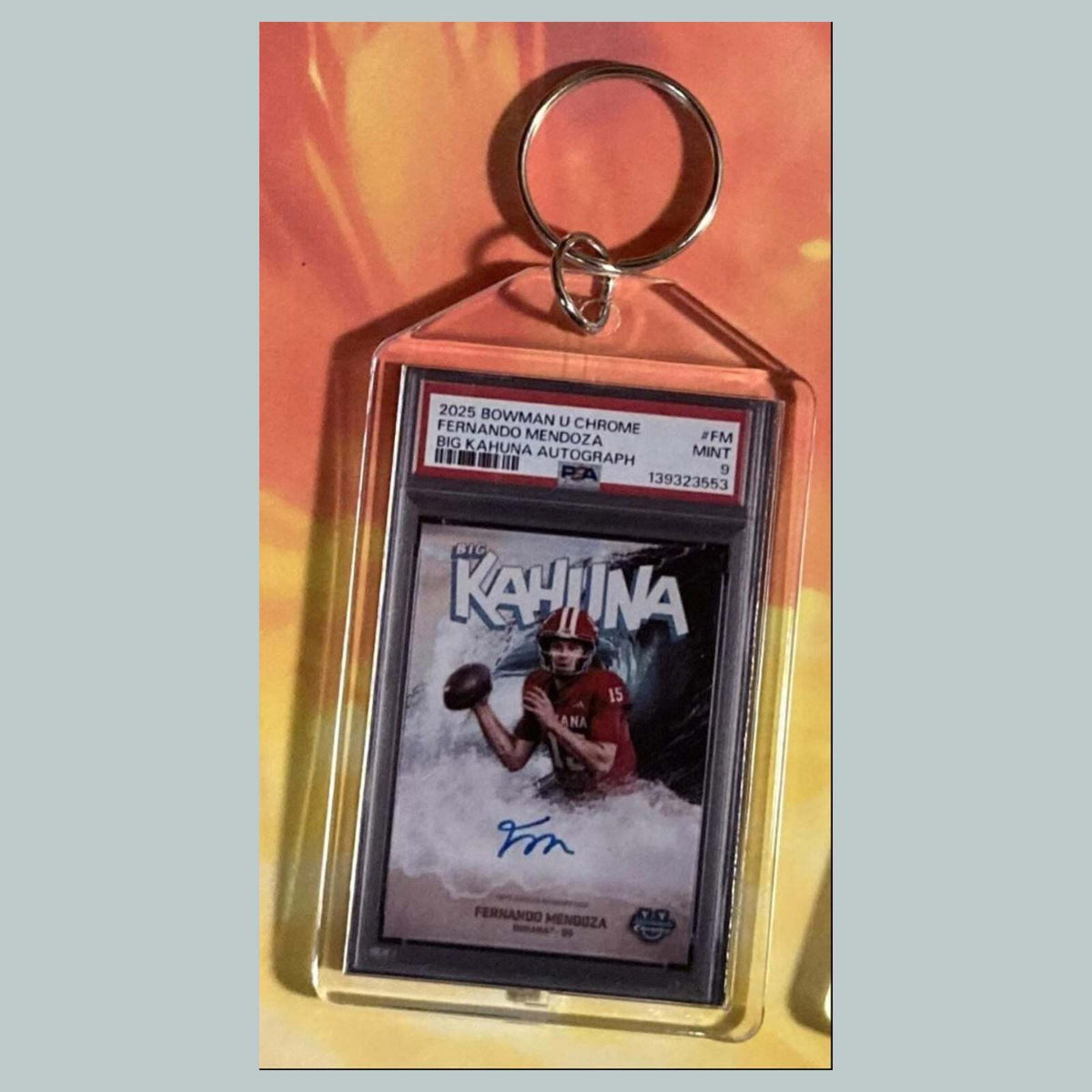 3732 Fernando Mendoza 2025 Bowman U Kahuna Auto Custom Hand Made Keychain