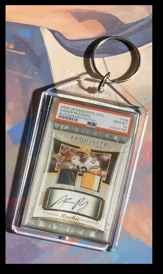3239 Aaron Rodgers 2005 UD Exquisite Collection Patch Auto Custom Made Keychain