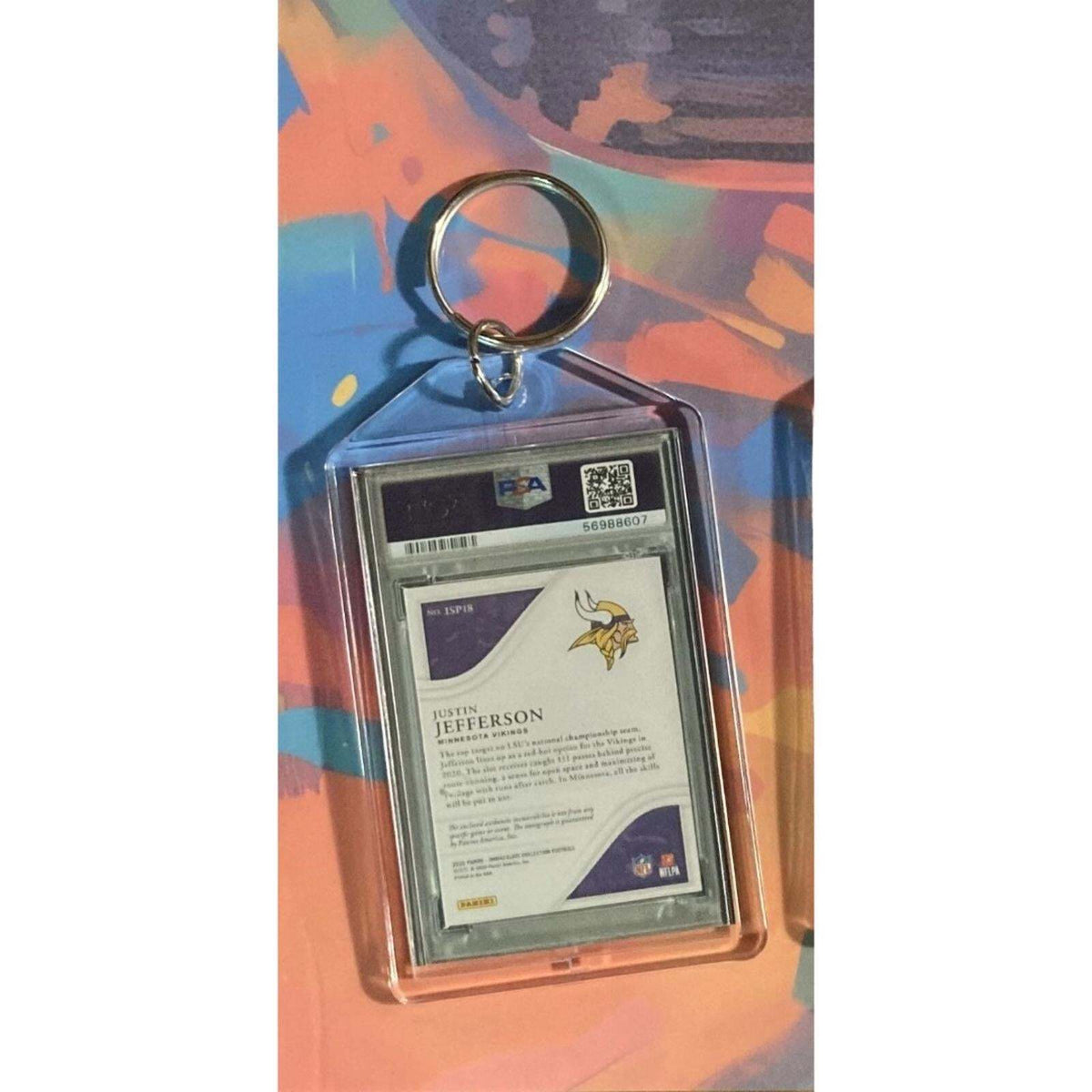 3272 Justin Jefferson 2020 Panini Immaculate Shield Patch Auto Novelty Keychain