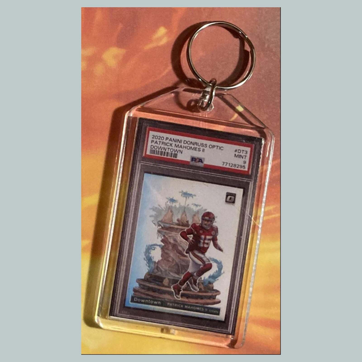 3600 Patrick Mahomes 2020 Panini Donruss Optic Downtown Custom Keychain