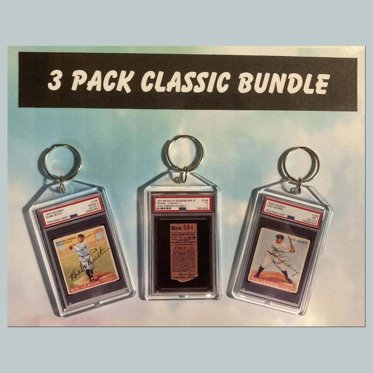3632B Babe Ruth-Jackie Robinson-Lou Gehtig 3 Pack Custom Hand Made Keychains