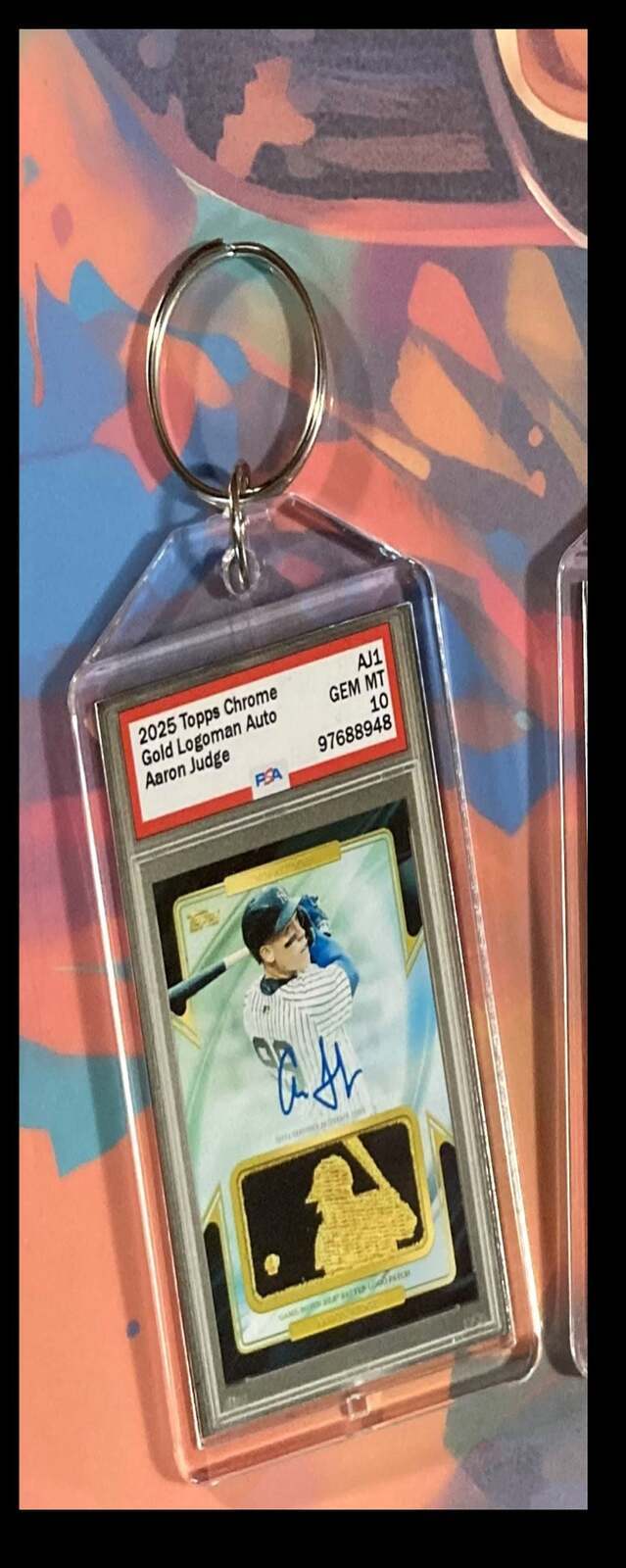 3370 Aaron Judge 2025 Topps Chrome Gold Logoman Auto Custom Novelty Keychain